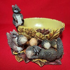 Vintage Nut Bowl Squirrel Figurines Resin Stone Home Decor Bowl Holidays Table D
